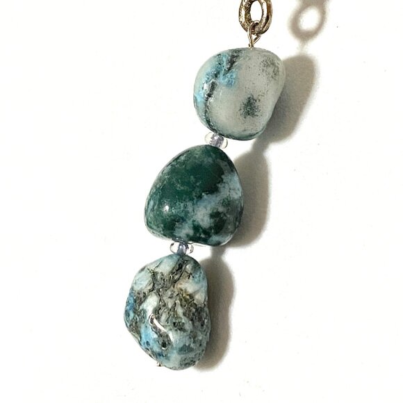 2/$20, Natural Teal Tree Agate Necklace, Genuine Gemstone Lariat Cord Necklace - Picture 5 of 13